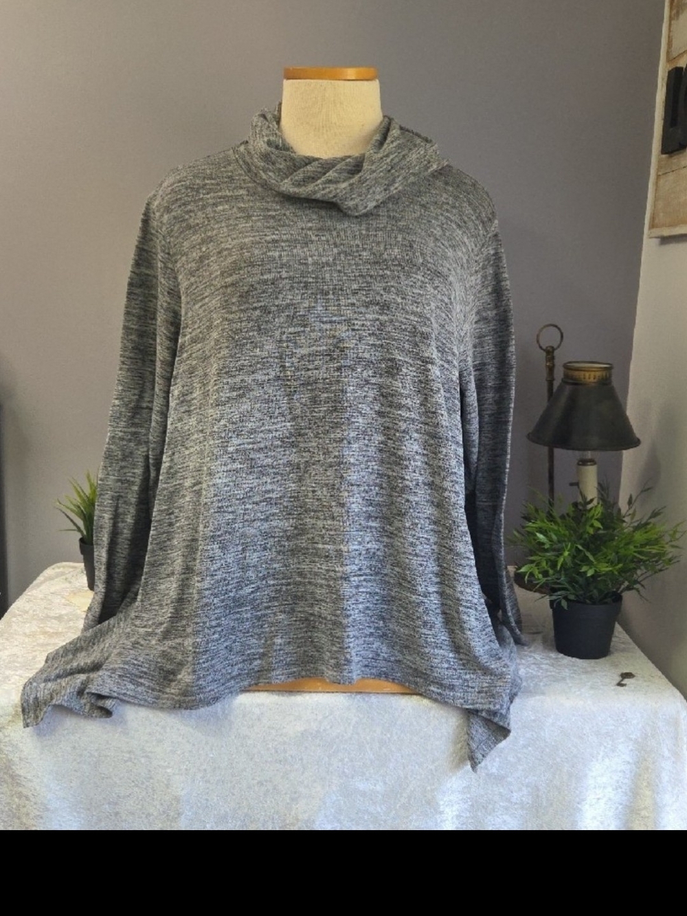 Cozy Gray Cowl Neck Sweater Tunic